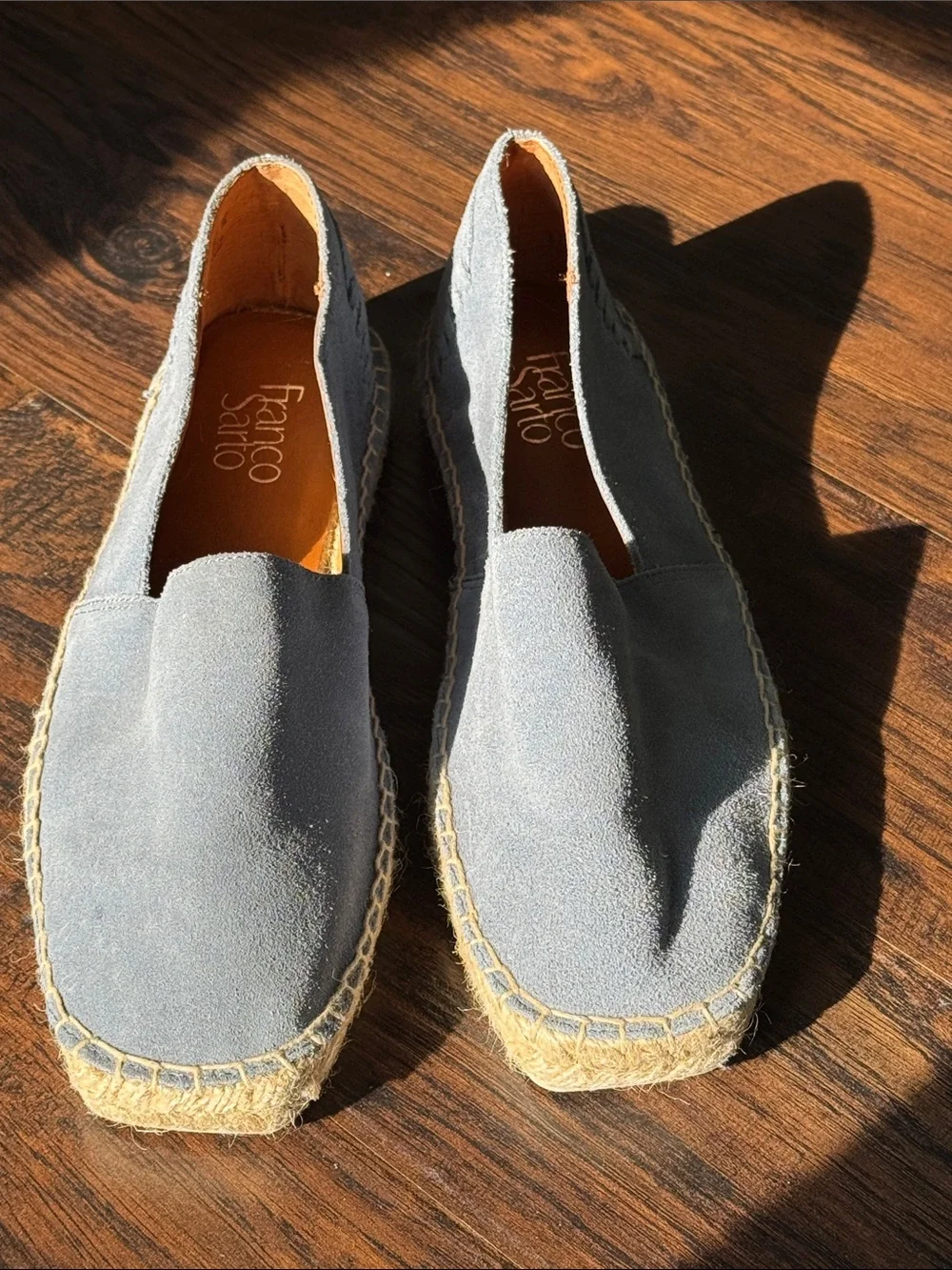 Franco Sarto Light Blue Suede Espadrille Slip-Ons